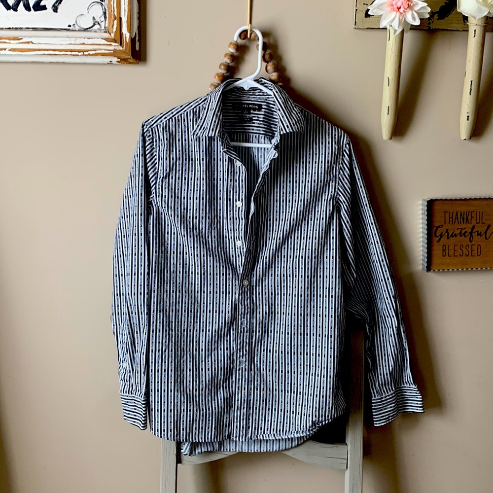 Michael Kors cotton blue and white dress shirt SZ S